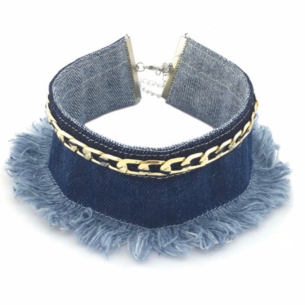 Boho Blue Denim Choker